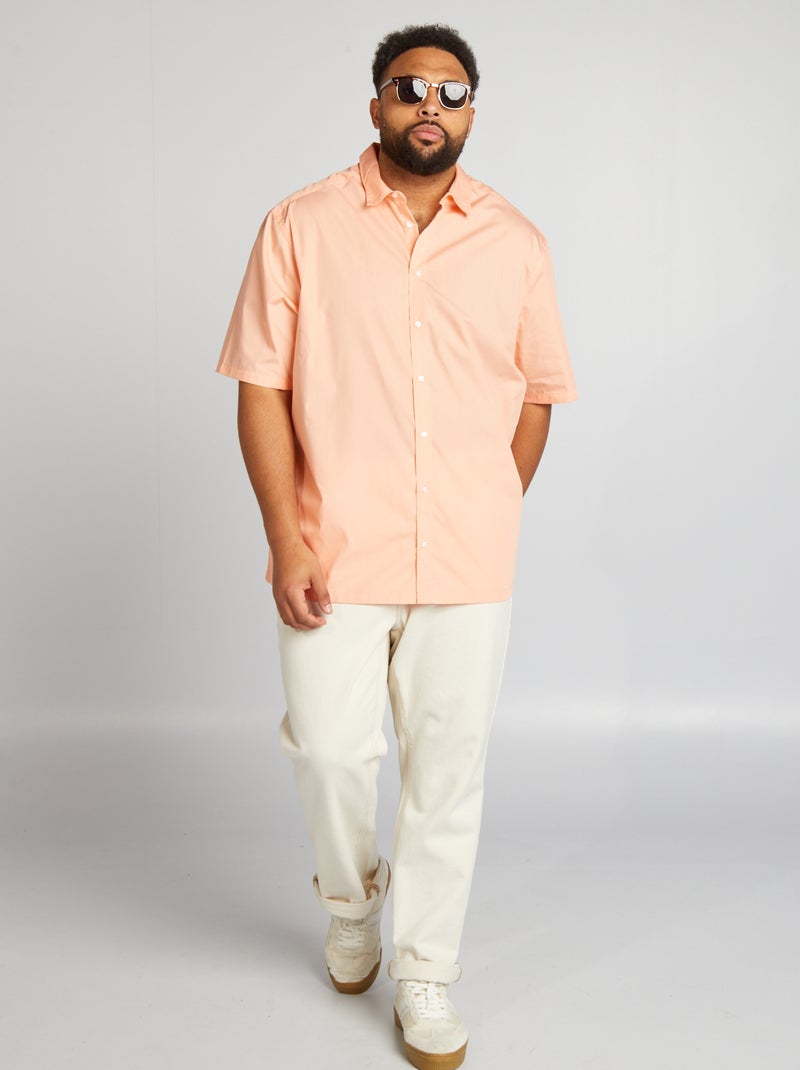 Camisa de popelina de manga corta NARANJA - Kiabi