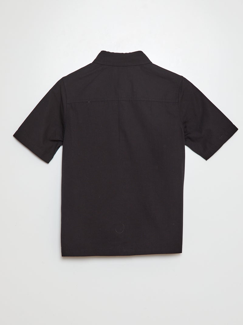 Camisa de popelina de manga corta negro - Kiabi