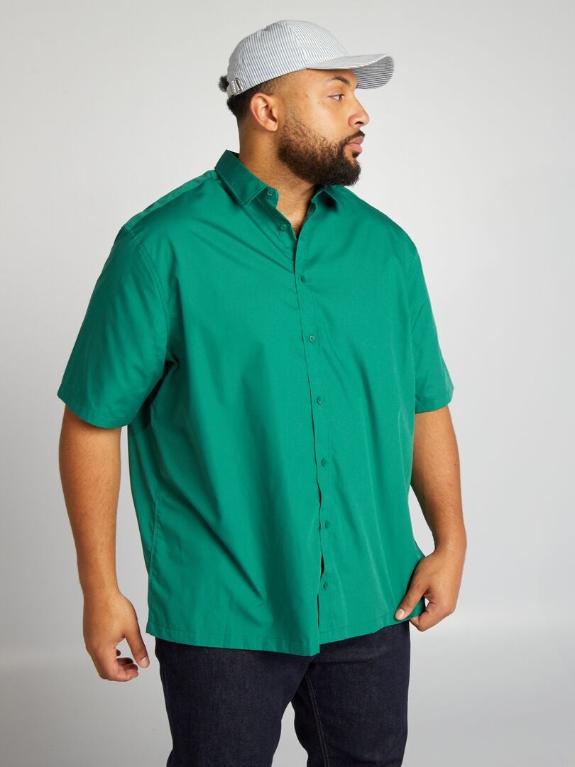 Camisa verde manga corta sale