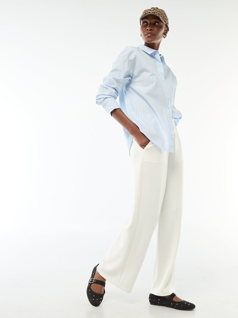 Camisa de popelina de manga larga Azul - Kiabi