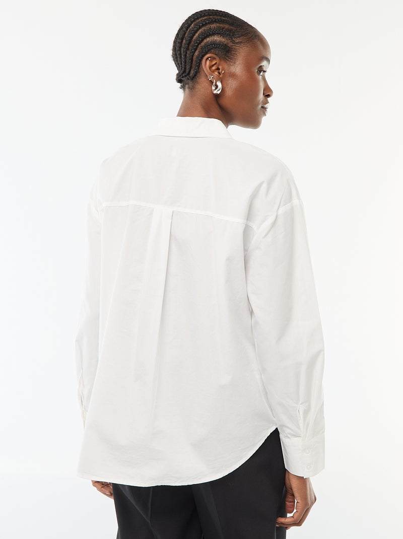 Camisa de popelina de manga larga Blanco - Kiabi