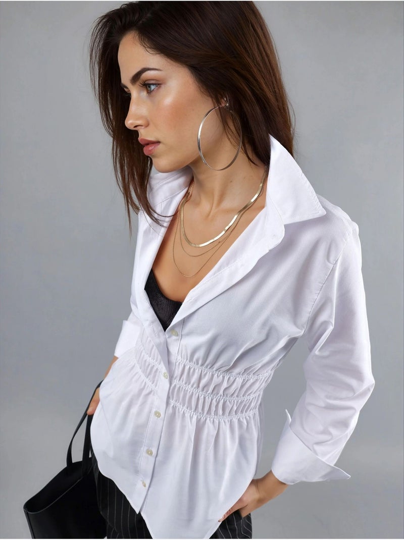 Camisa de popelina de manga larga con botones busem Blanco - Kiabi