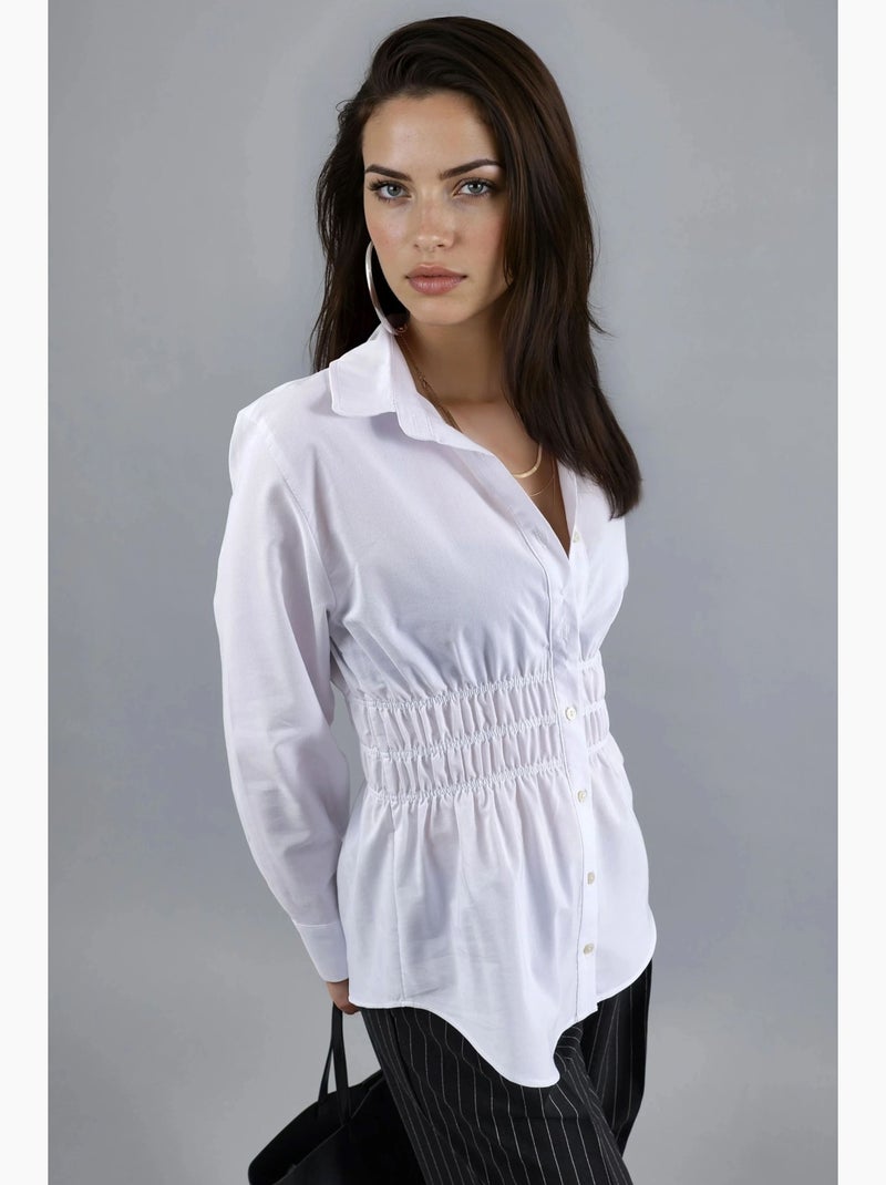 Camisa de popelina de manga larga con botones busem Blanco - Kiabi