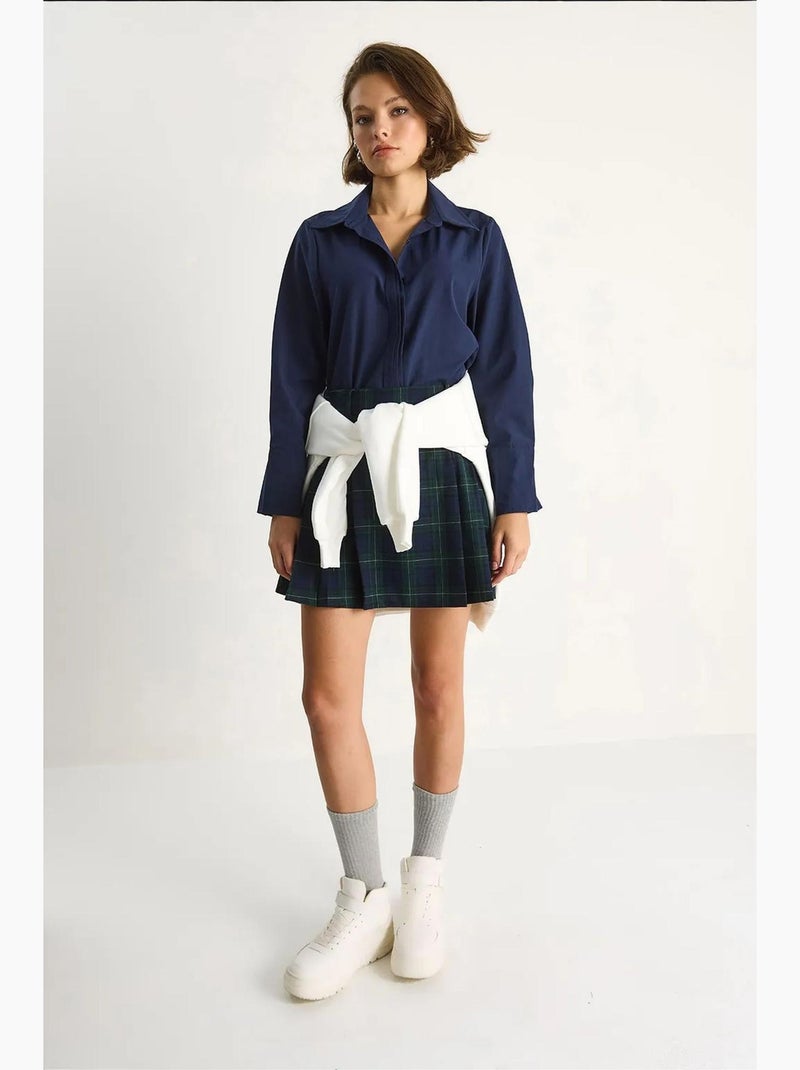 Camisa de popelina de manga larga con botones y corte regular de lucci Azul marino - Kiabi