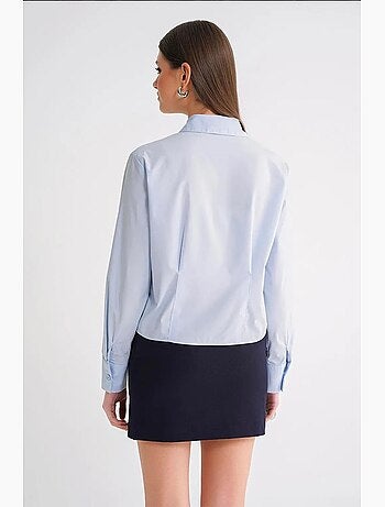 Camisa de popelina de manga larga con cierre de botones y corte entallado mixray