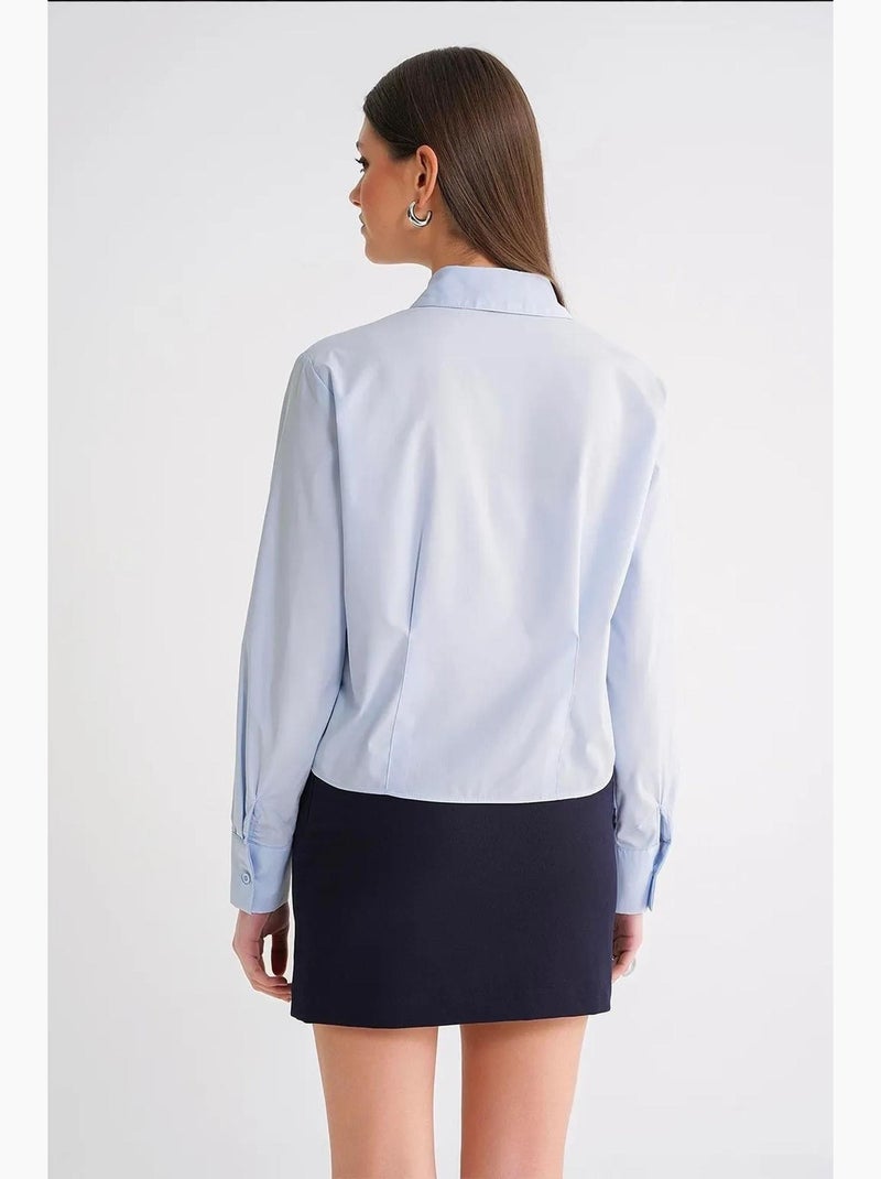 Camisa de popelina de manga larga con cierre de botones y corte entallado mixray Azul cielo - Kiabi