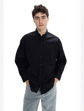 Camisa de popelina de manga larga con corte regular y cierre de botones giesto
