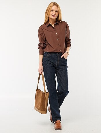 Camisa de popelina de manga larga