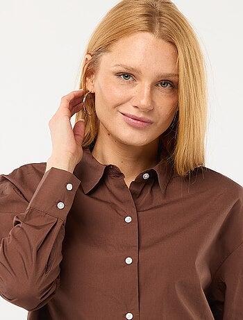 Camisa de popelina de manga larga