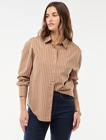 Camisa de popelina de manga larga