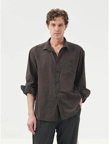 Camisa de popelina de manga larga regular fit giesto
