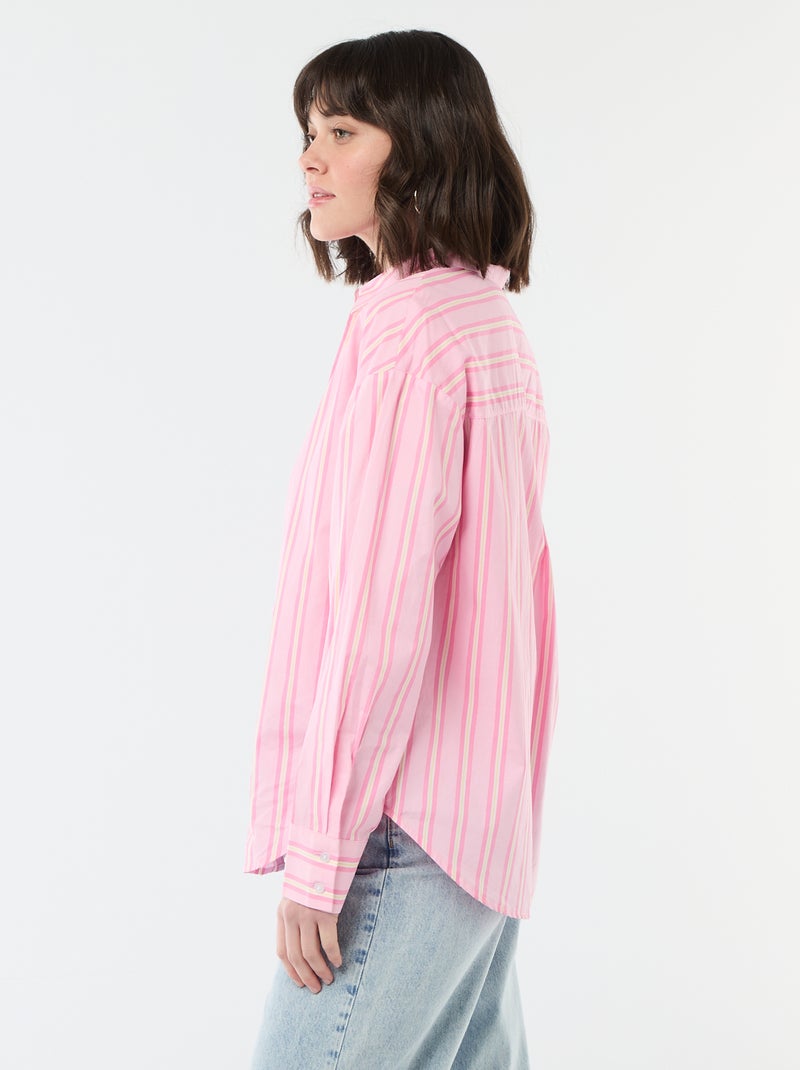 Camisa de popelina de manga larga Rosa - Kiabi