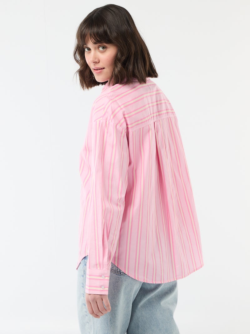 Camisa de popelina de manga larga Rosa - Kiabi