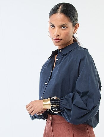 Camisa de popelina de mangas anchas
