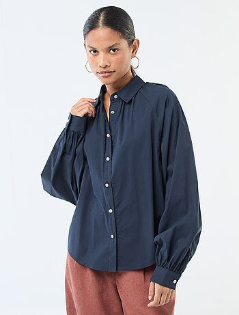 Camisa de popelina de mangas anchas