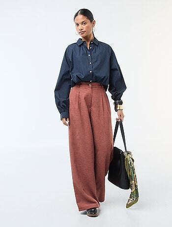 Camisa de popelina de mangas anchas