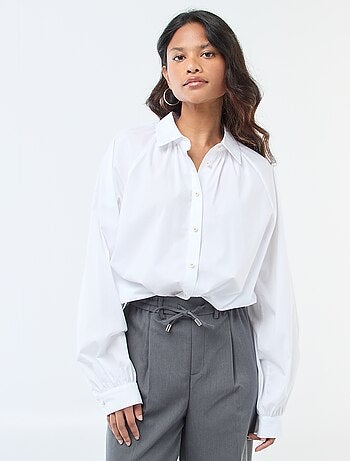 Camisa de popelina de mangas anchas