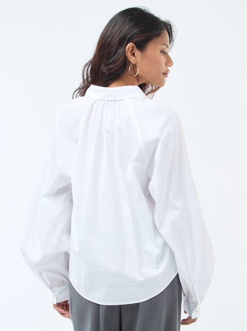 Camisa de popelina de mangas anchas - Kiabi
