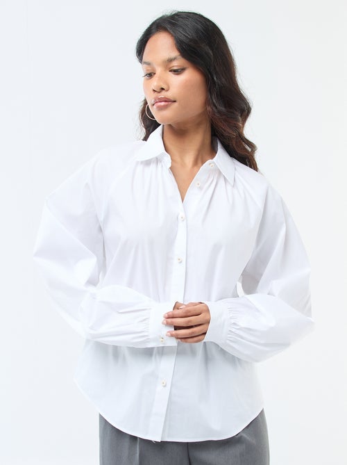 Camisa de popelina de mangas anchas - Kiabi