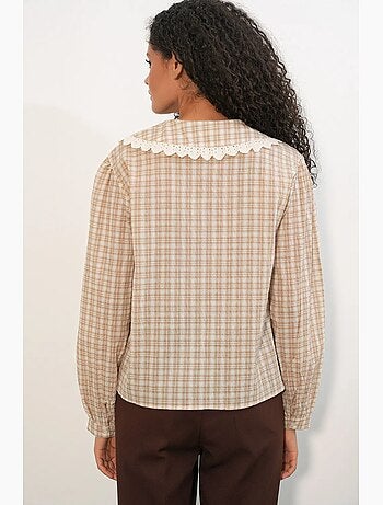 Camisa de popelina de viscosa a cuadros para mujer bdart