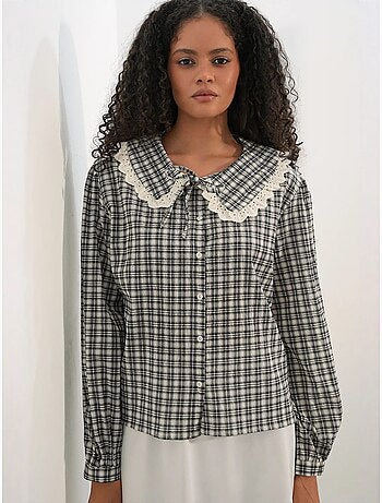 Camisa de popelina de viscosa a cuadros para mujer bdart