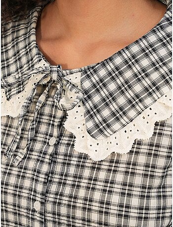 Camisa de popelina de viscosa a cuadros para mujer bdart