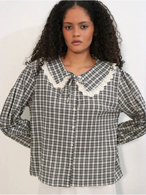 Camisa de popelina de viscosa a cuadros para mujer bdart - Kiabi