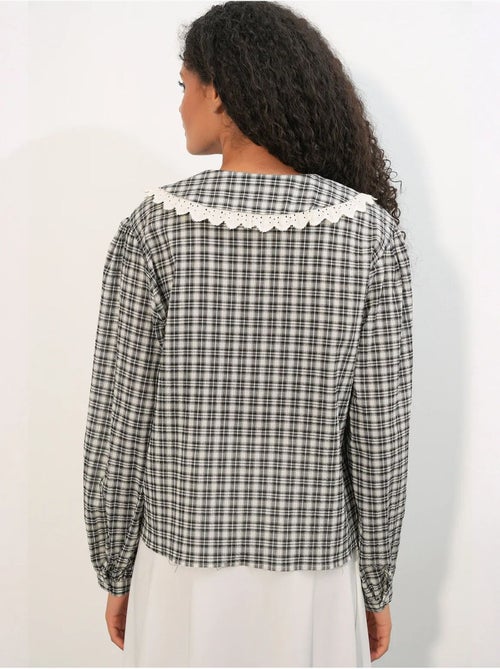 Camisa de popelina de viscosa a cuadros para mujer bdart - Kiabi