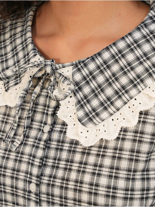 Camisa de popelina de viscosa a cuadros para mujer bdart - Kiabi