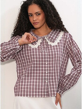 Camisa de popelina de viscosa a cuadros para mujer bdart