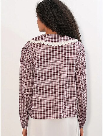 Camisa de popelina de viscosa a cuadros para mujer bdart