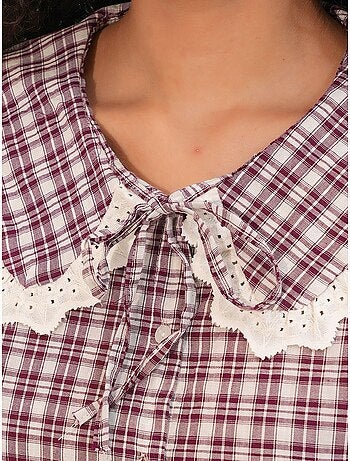 Camisa de popelina de viscosa a cuadros para mujer bdart