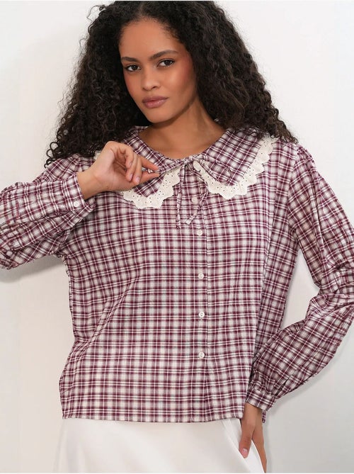 Camisa de popelina de viscosa a cuadros para mujer bdart - Kiabi Camisa de popelina de viscosa a cuadros para mujer bdart - Kiabi