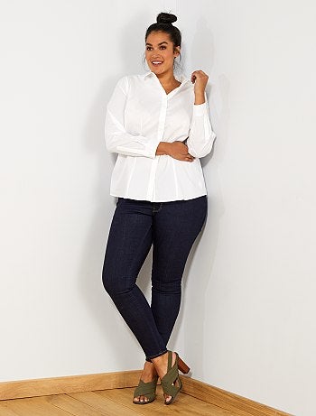 Tallas grandes mujer - Camisa de popelina elástica - Kiabi