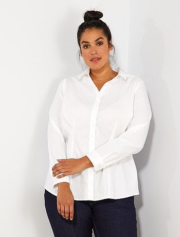 Tallas grandes mujer - Camisa de popelina elástica - Kiabi