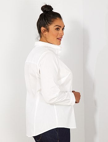Tallas grandes mujer - Camisa de popelina elástica - Kiabi