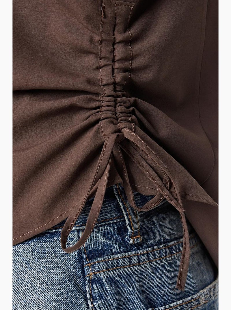 Camisa de popelina entallada con cierre de botones istanbul Marrón chocolate - Kiabi