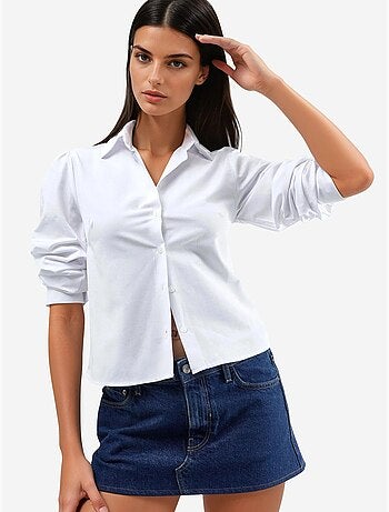 Camisa de popelina lisa con cierre de botones busem