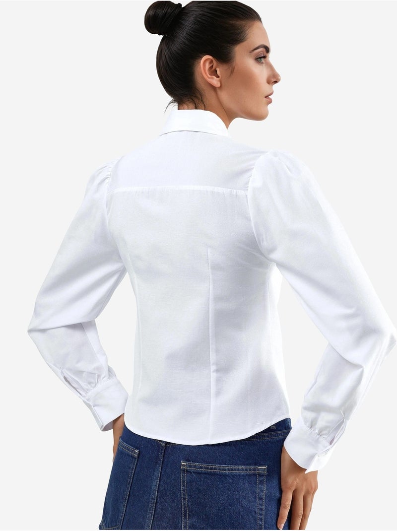 Camisa de popelina lisa con cierre de botones busem Blanco - Kiabi
