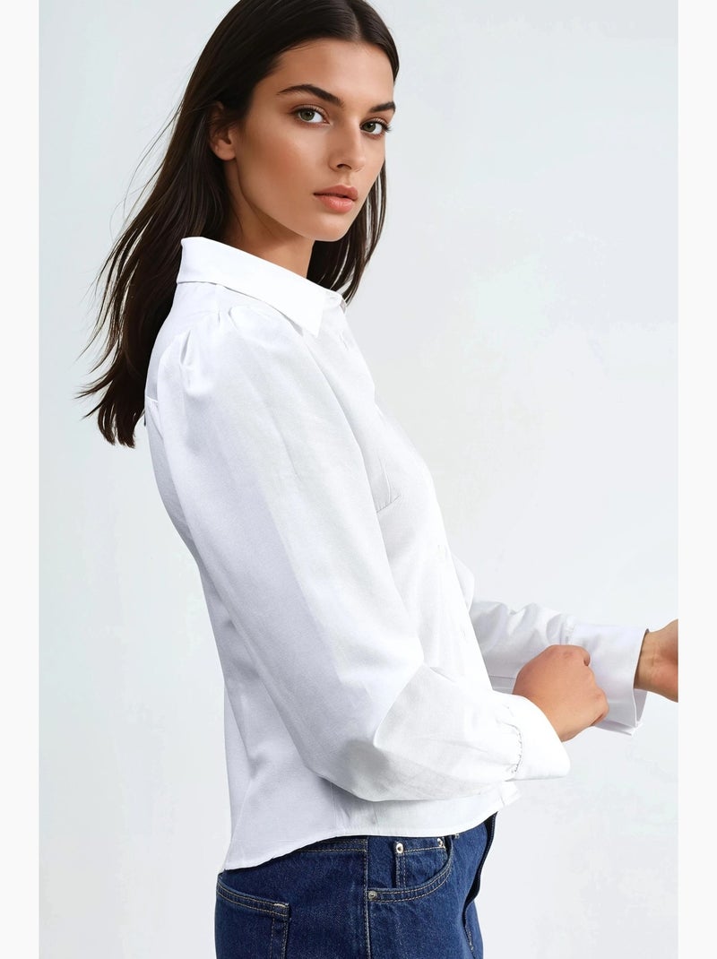 Camisa de popelina lisa con cierre de botones busem Blanco - Kiabi