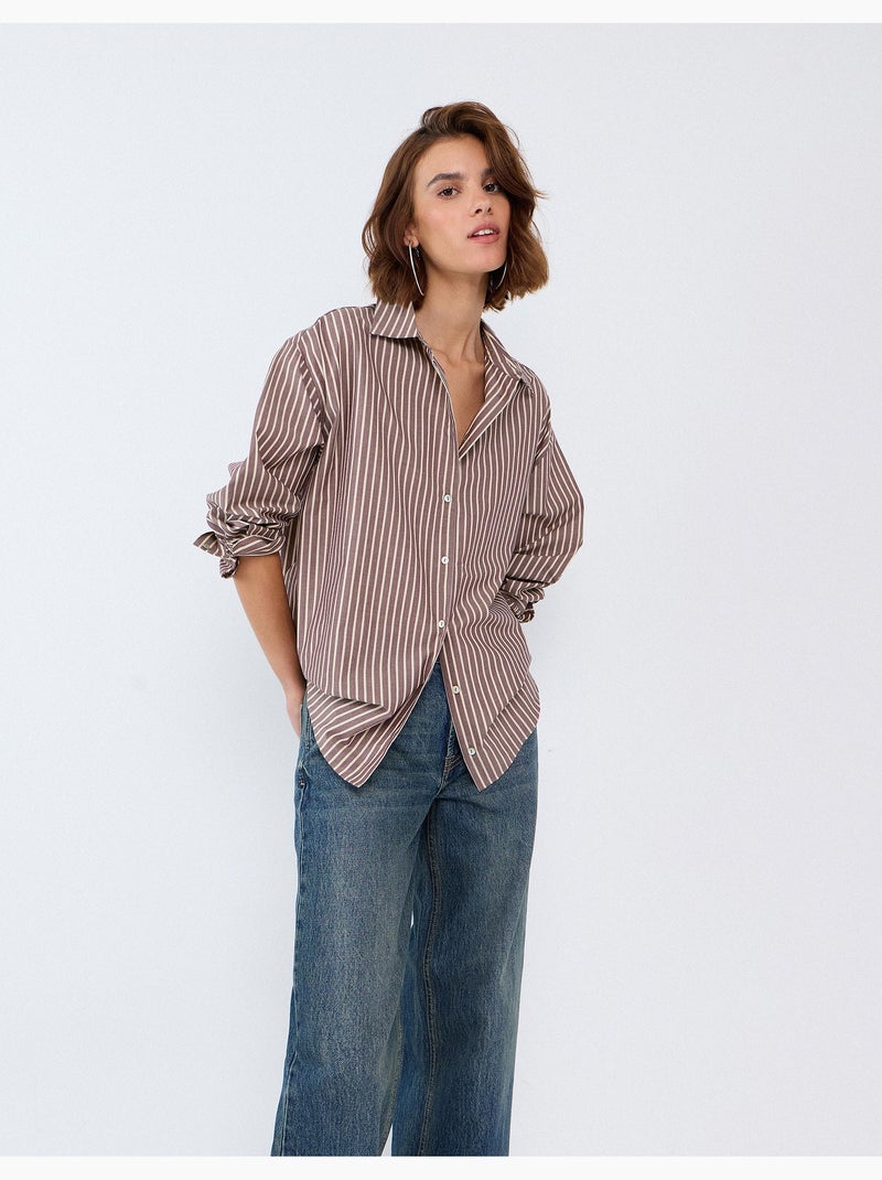 Camisa de popelina oversize, mo fashion Marrón - Kiabi