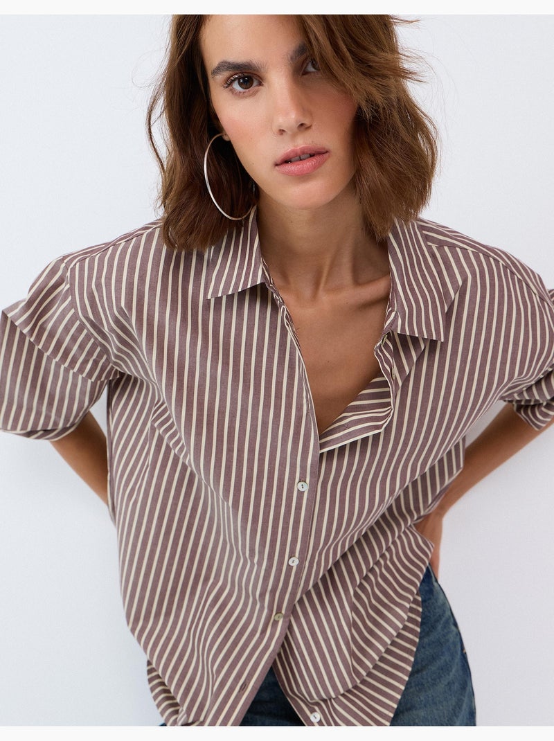 Camisa de popelina oversize, mo fashion Marrón - Kiabi