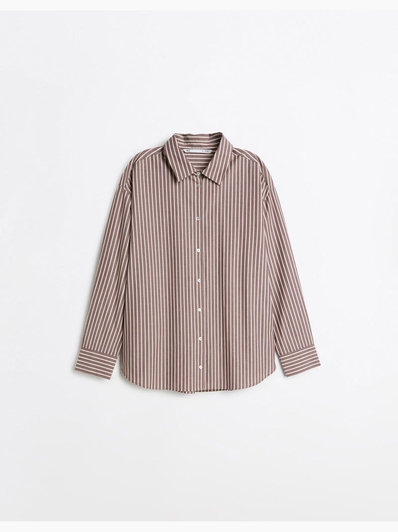 Camisa de popelina oversize, mo fashion Marrón - Kiabi