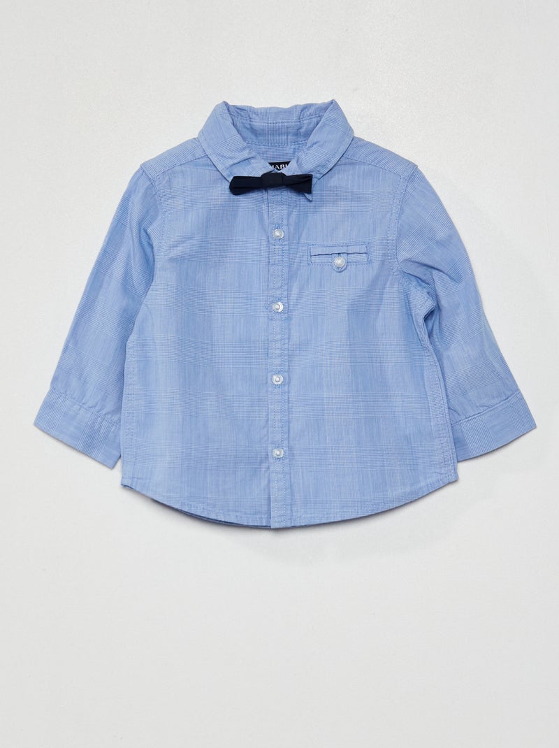 Camisa de popelina + pajarita AZUL - Kiabi