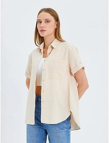 Camisa de popelina slim fit con bolsillo mixray
