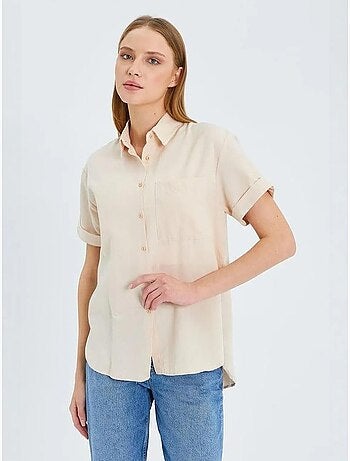 Camisa de popelina slim fit con bolsillo mixray