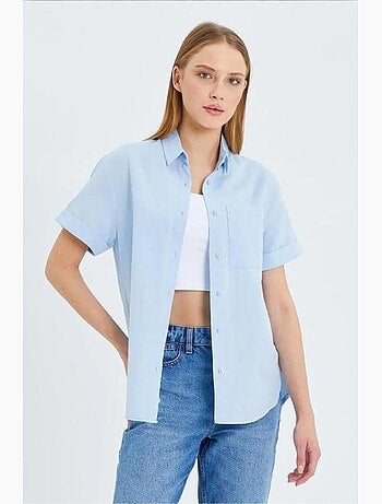 Camisa de popelina slim fit con bolsillo mixray