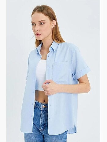 Camisa de popelina slim fit con bolsillo mixray