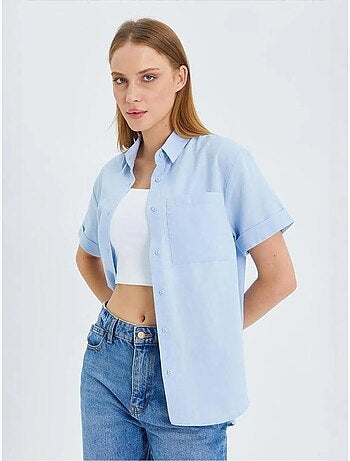 Camisa de popelina slim fit con bolsillo mixray