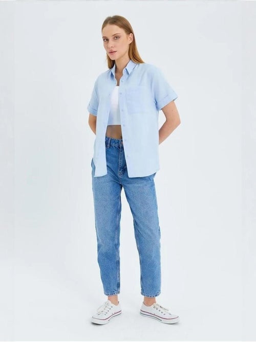 Camisa de popelina slim fit con bolsillo mixray - Kiabi Camisa de popelina slim fit con bolsillo mixray - Kiabi
